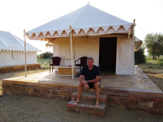 Our tent had a comfy bed inside, but we opted for a bed set up in front of our tent for a night-long stare at the incredible stars over the Thar Desert.