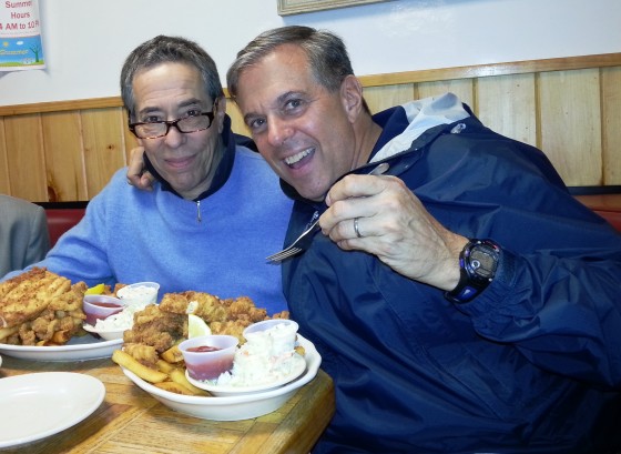 Two pals...two food lovers who were no match for these seafood platters.