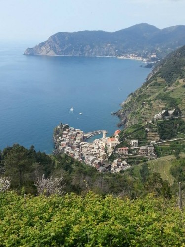Looking down onto Vernazza from the hike from St. Bernardino.