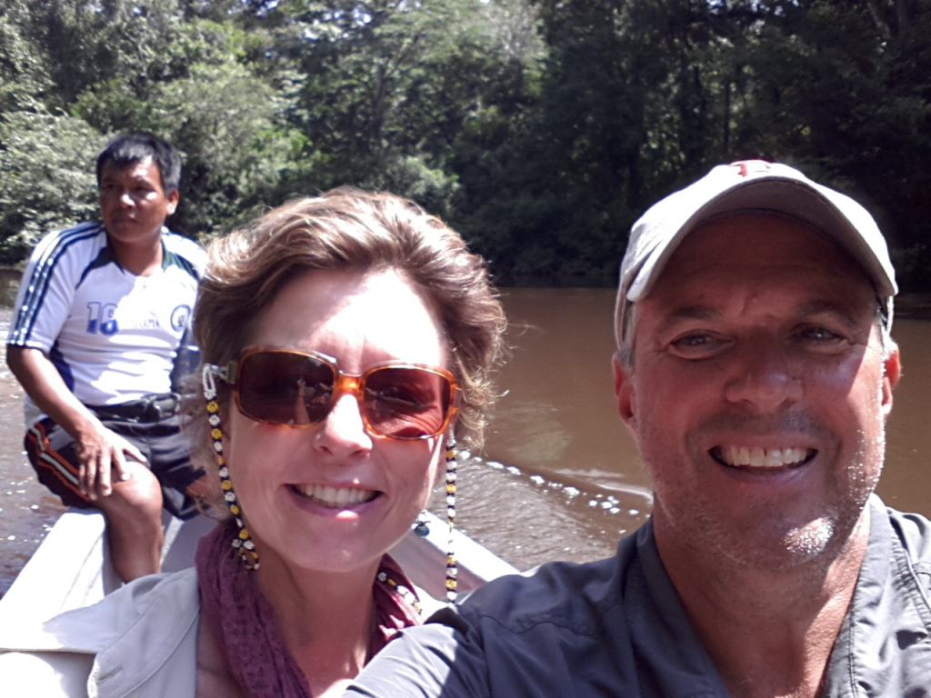 Rough and ready - unshaven and sweaty on the river with captain Hector at the helm.