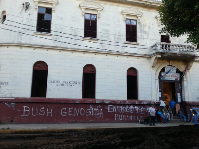 Exterior of the Museu de la Revolucion, where graffiti artists have expressed their sentiments about the Bush era