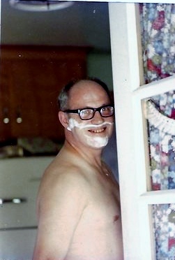 Pre-wedding day shave, as Dad gets ready for my sister Jane's nuptials at the family home in Greenfield, Mass.