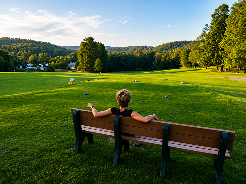 Gabi takes in the view from the bench we installed in my mother's honor